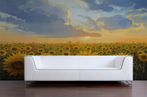 Papier peint déco Face aux Tournesols