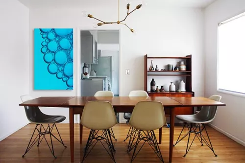 Tableau design cellulaire bleu ciel