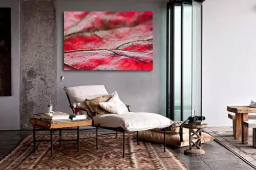 Tableau design Feuille rouge