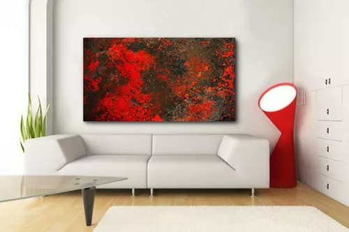 Tableau contemporain abstrait Carmin
