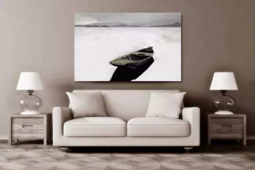 Tableau zen barque abandonnée