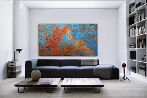 deco metal rouille mural toile