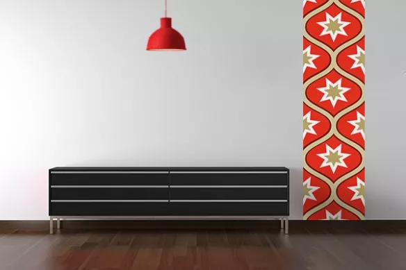 Papier peint vintage Motifs rouge