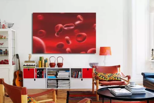 Tableau abstrait Hemoglobine bleu 