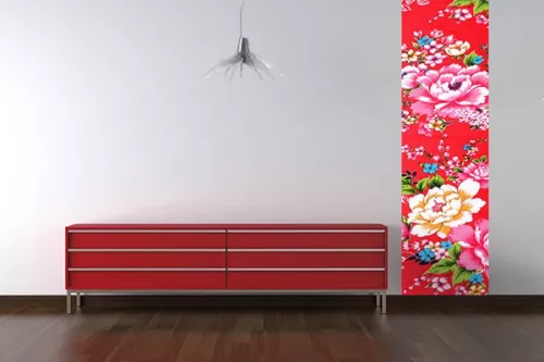 Lé Papier peint couleur fleur rouge Polanska