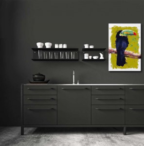 Cuisine moderne verte kaki avec tableau izoa