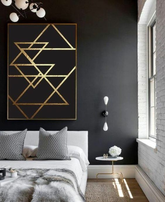 Chambre moderne teinte or