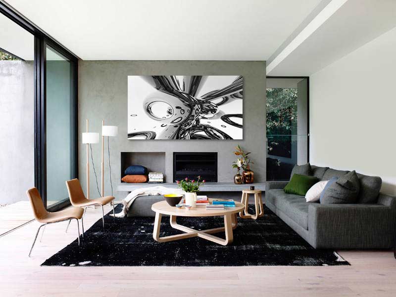 Tableau design abstrait gris métal