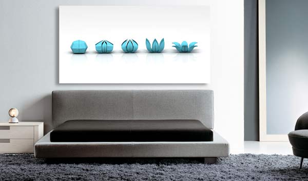 tableau déco zen origami bleu ciel