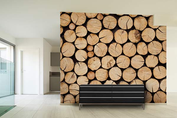 trompe l'oeil buches en bois