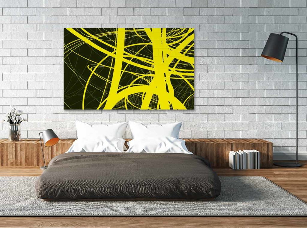 tableau abstrait moderne jaune