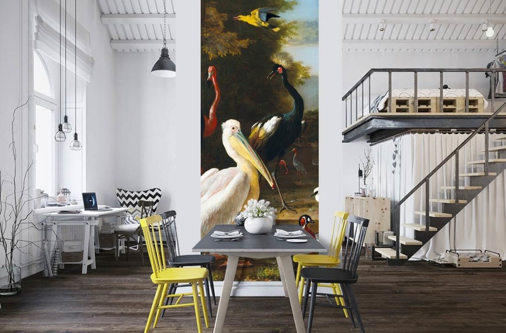 papier-peint-romantique-dans-salle-manger-moderne