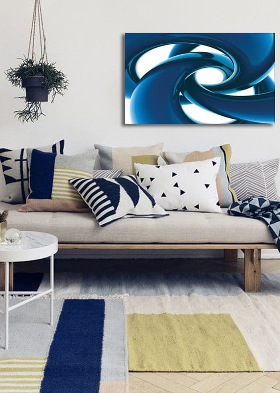 déco salon tableau design bleu