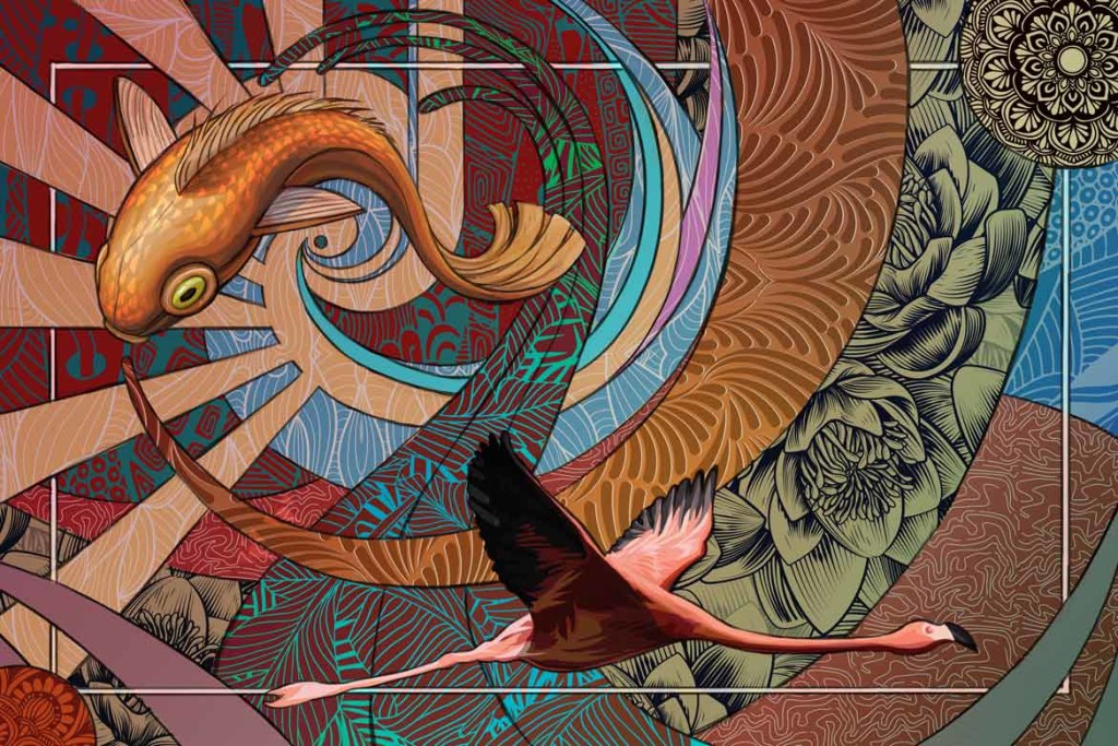 Tapisserie moderne Izoa parade psychédélique