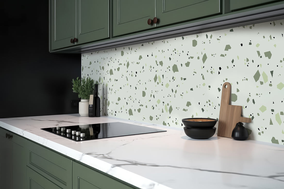 Crédence Cuisine terrazzo vert
