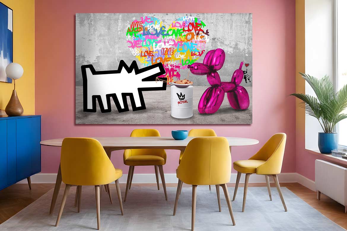 Tableau Street art Haring x Koons