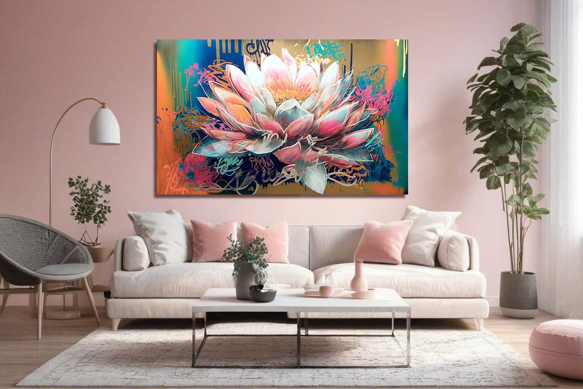 Toile street art lotus graffiti