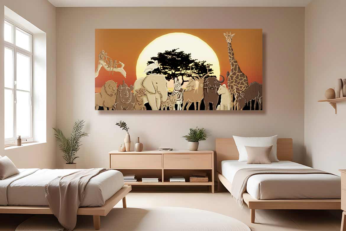 Tableau enfant rassemblement animalier