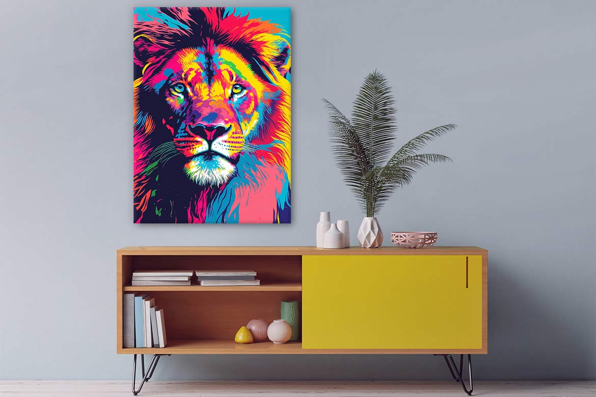 tableau moderne lion pop art